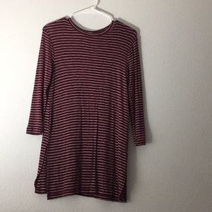 maroon striped t-shirt dress